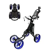 CaddyTek 4 Wheel Golf Push Cart - Caddycruiser One Version 8 1-Click Folding Trolley - Lightweight, Compact Pull Caddy Cart, Easy to Open