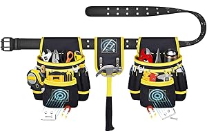 XONYICOS Tool Belt, Magnetic Tool Pouch with 26 Pockets for Men Heavy Duty Tool Pouch Bag, Detachable Tool Bags for Carpenter Electrician Construction Utility Belt Gifts for Dad (26 Pockets with Magnet Pouch)