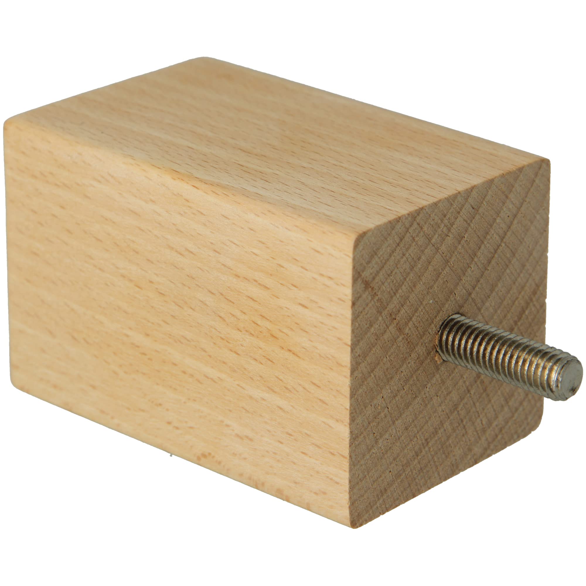 amig - Square Furniture Leg, Beech Wood Leg with Natural Finish, Replacement Legs for Sofas, Beds, Tables, Fixing: Metric Metal Spigot 8, Measurements: 50 x 50 x 80 mm