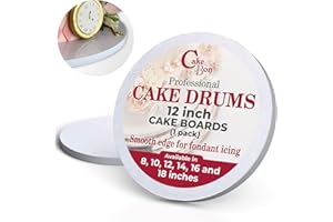 Cake Boards by Cakebon - Sturdy 1/2 Inch Cake Drum - 12 Inch Cake Boards Professional Smooth Straight Edges White 1-Pack - Cake Boards 12 Inch Round