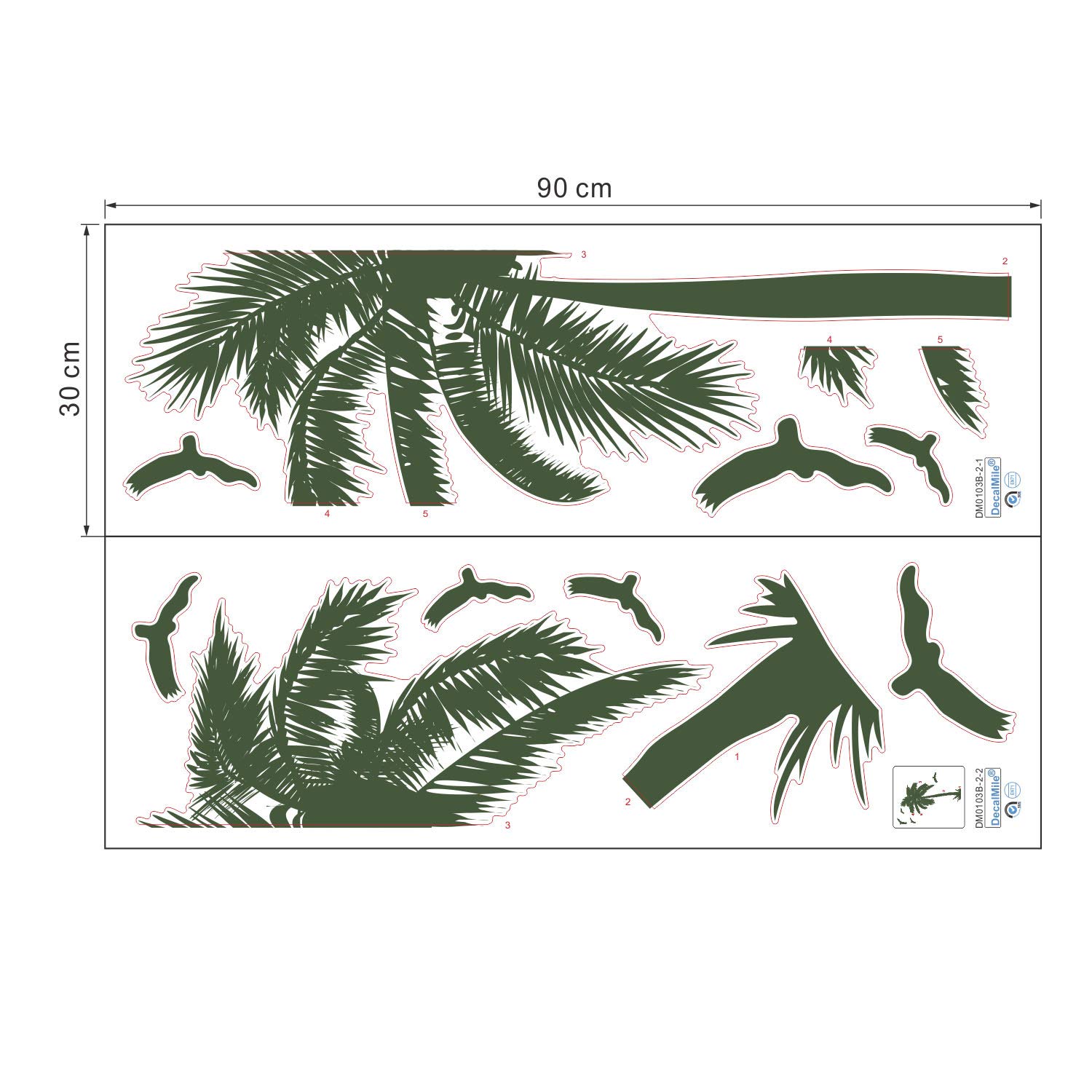 decalmile Vinilos Palmas Arbol Pegatinas Pared Desmontable ...