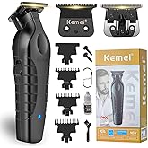KEMEI 2299 Hair Trimmer for Men, Zero Gapped T-Blade Clippers for Edging & Lining, Cordless Barber Liners with Extra Replacement Blade, USB Rechargeable Grooming Kit for Beard & Dry Shaving (Black)