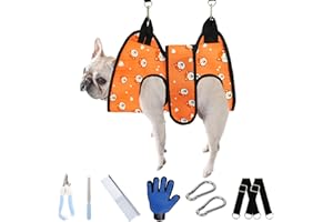 Pet Grooming Hammock for Dogs and Cats, JUOUWEHE Dog Grooming Hammock Kit with Tools for Bathing Grooming Trimming Pet Nails at Home, Grooming Hammock Helper, Color Smile Dog Size M