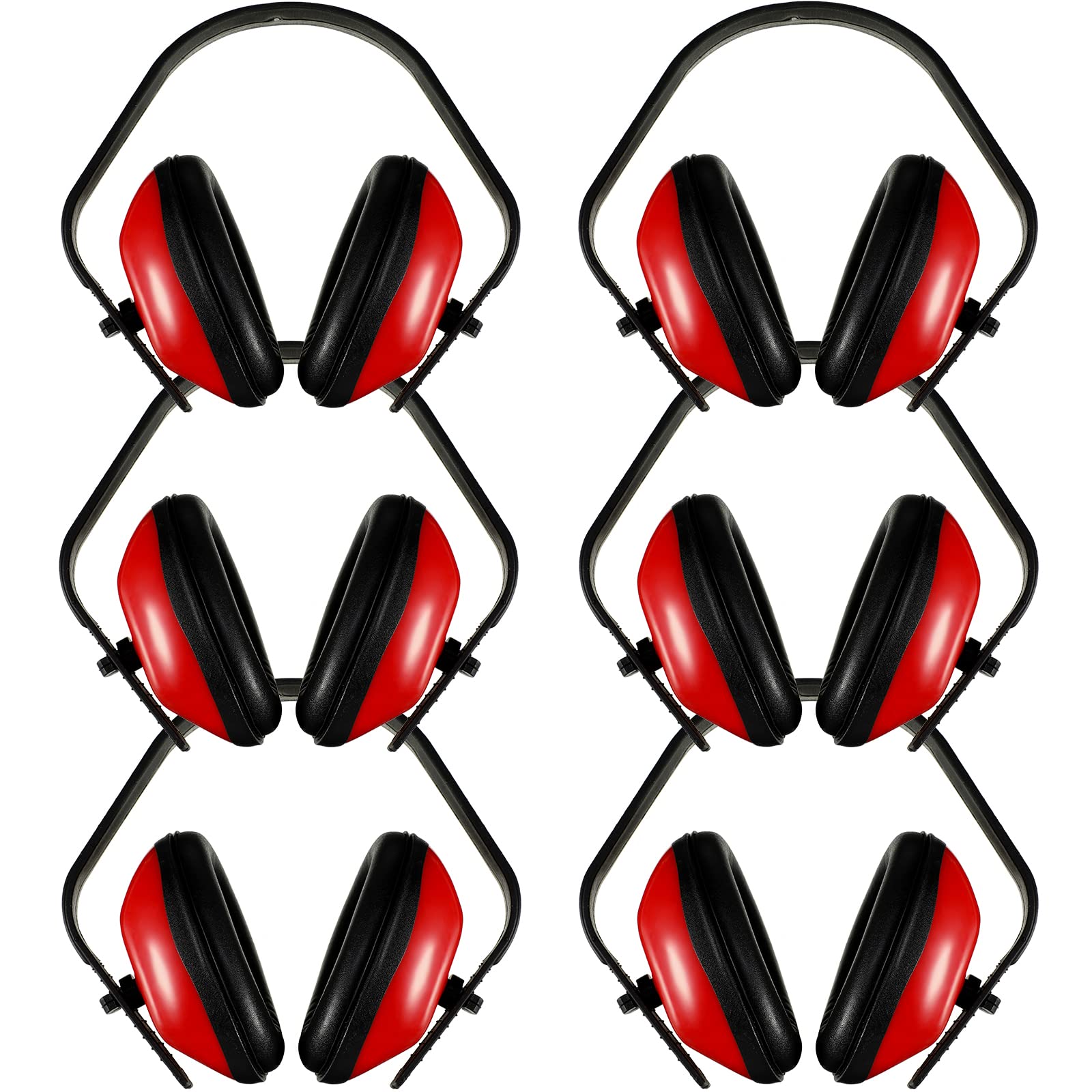Photo 1 of 6 Pcs Soundproof Earmuffs Hearing Protection Headphones Adjustable Padded Defender Noise Reduction Earplug (Red)