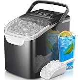 Crzoe Countertop Ice Maker,26Lbs/24H, 2 Ice Sizes, Self-Cleaning, Black | 8 Bullet Ice Cubes in 6 Mins,Ice Machine for Home&amp;Kitchen&amp;Office&amp;Party