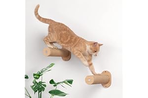 7 Ruby Road Cat Wall Steps for Indoor Cats to Climb, Wooden Cat Climbing Shelves with Jute Rope Stairs for Large Cats, Modern Wall Mounted Furniture 2Pcs Shelf Set, 13" (Salto)