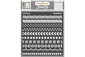 CrafTreat Border Stencils for Painting on Wood, Canvas, Paper, Fabric, Floor, Wall and Tile - Washi Tape - 6x6 Inches - Reusable DIY Art and Craft Stencils for Borders - Stencils Borders