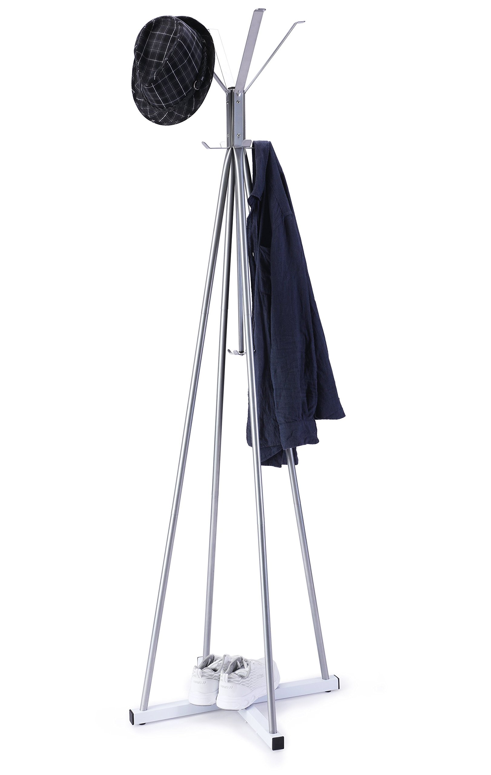 WILSHINE Coat Tree Rack Free Standing Metal Modern Entryway Hat Purse Jacket Rack Hanger Stand