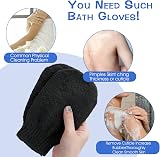 Sibba Exfoliating Gloves, 2 Pairs Body Scrubber for Dead Skin, Black view 3