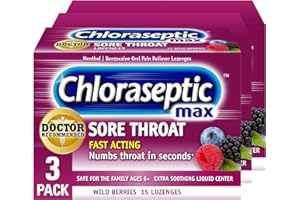 Chloraseptic Max Strength Sore Throat Lozenges, Wild Berries, 15 Count, 3 Pack