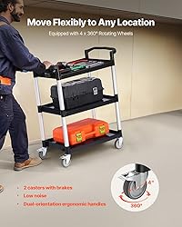 VEVOR Utility Cart, 300 lbs Load Capacity, 3-Tier