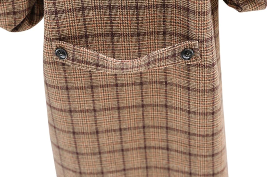 Tanming Women's Double Breasted Long Plaid Wool Blend Pea Coat Outerwear: Clothing
