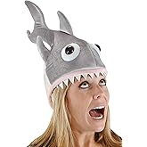 Deluxe Shark Hat Costume Accessory for Adults - Gray with Fin, Tail, and Plastic Eyes - Fun Sea Creature Design