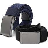 AWAYTR Boys Canvas Web Belts - 2PCS School Uniform Cotton Strap Belt Adjustable in Four Sizes Suitable for Girls