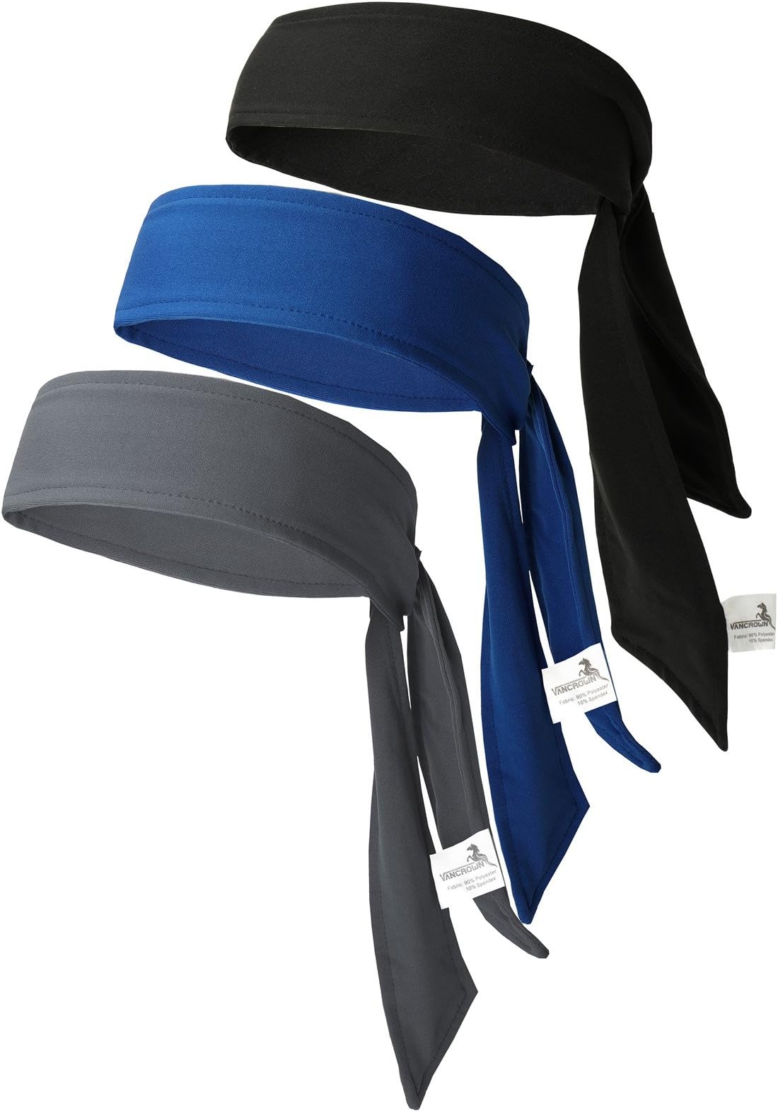 VANCROWN Head Tie Tennis Tie Hairband 3PCS & 6PCS Sweatbands Headbands Wristbands Head Wrap