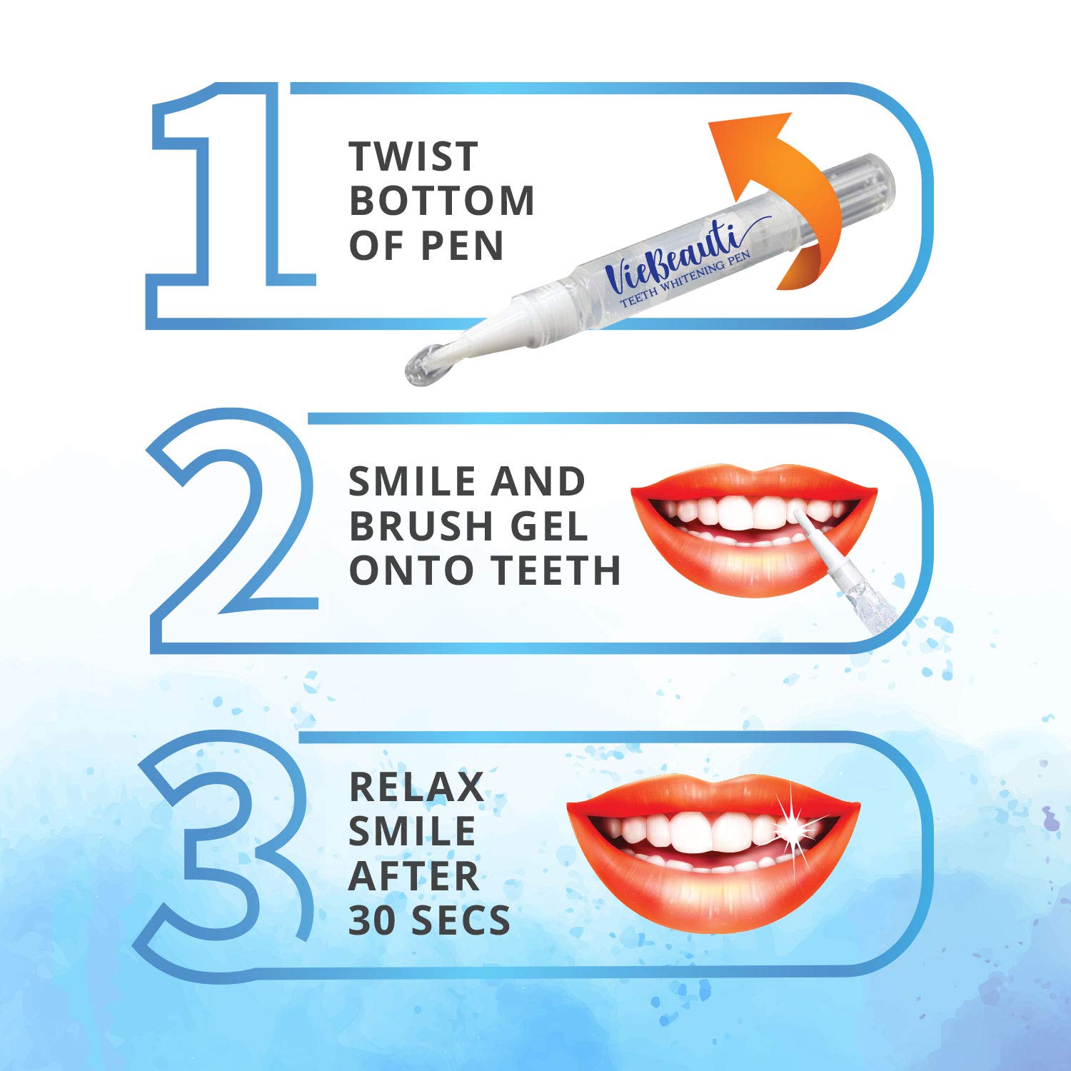 VieBeauti Teeth Whitening Pen(2 Pcs), 20+ Uses, Effective, Painless, No Sensitivity, Travel-Friendly, Easy to Use, Beautiful White Smile, Natural Mint Flavor: Beauty
