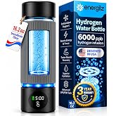 Energilz Hydrogen Water Bottle | 16.2 oz (480 ml) Hydrogen Water Generator | 6000 PPB Hydrogenator Machine | SPE/PEM Ionizer Generator (Black)