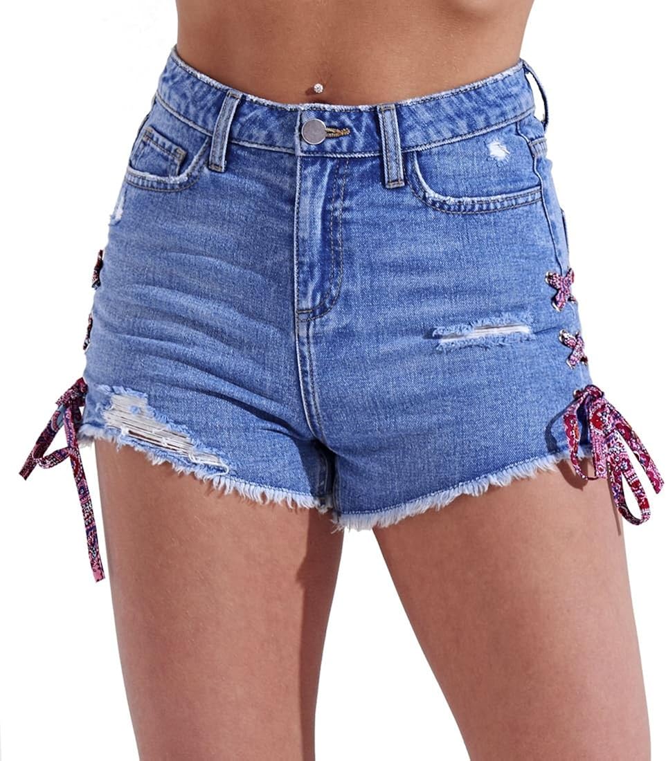 high waisted denim shorts size 14