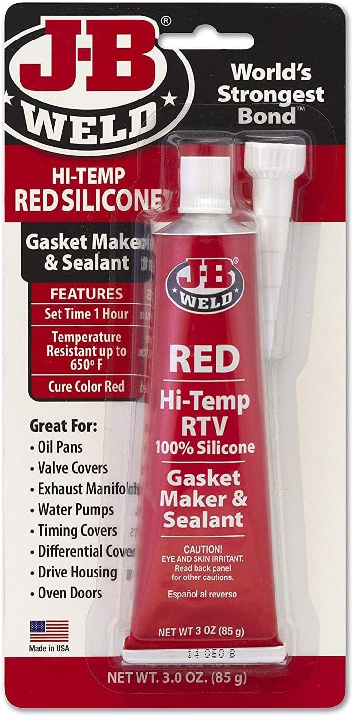 J-B Weld 31314 High Temperature RTV Silicone Gasket Maker Red 3 oz