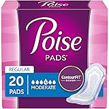 Poise Moderate Absorbency Pads, Regular Length, 20 ct (Pack of 2)