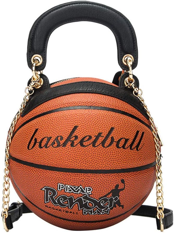HEFUTE Basketball Shaped Shoulder Messenger Handbag Wallet Purse Tote Mini Cross Body PU Bag with Adjustable Strap For Women Girls Men Brown(Brown)