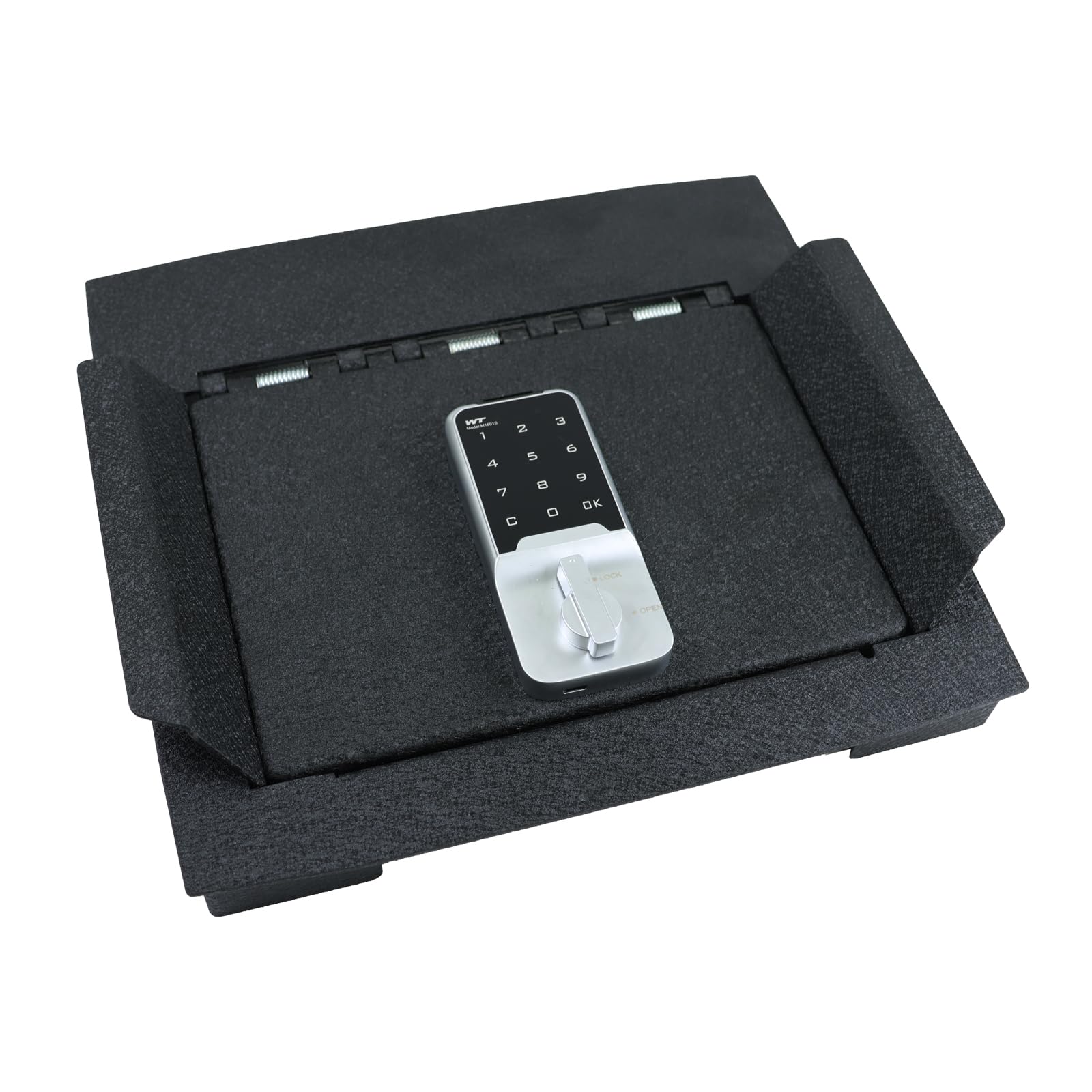 Photo 1 of Center Console Gun Safe Vault - WASAI Premium Console Lock Box for Ford F250 Super Duty 2023-2025 with Electronic Keypad Lock. Suitable for Cash, Gun, Jewelry Safe in Vehicle.