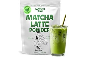 MATCHA DNA MatchaDNA Matcha Latte – Sweet Matcha Latte Powder with Milk, No Sugar Added – Green Tea Lattes Mix for Hot or Iced Drinks – Organic Macha Tea, Antioxidant Rich, Smooth Energy Boost (5.3 oz Pouch)