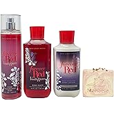 Bath & Body Works Forever Red Vanilla Rum Trio Gift Set - Fragrance Mist, Body Wash and Body Lotion - with a Himalayan Salts Springs Bar Soap - Full Size