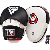 RDX Boxing Pads Focus Mitts, Maya Hide Leather Curved Hook and Jab Target Hand Pads, Great for MMA, Kickboxing, Martial Arts, Muay Thai, Karate Training, Padded Punching, Coaching Strike Shield