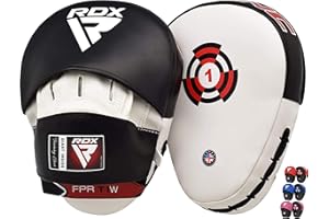 RDX Boxing Pads Focus Mitts, Maya Hide Leather Curved Hook and Jab Target Hand Pads, Great for MMA, Kickboxing, Martial Arts, Muay Thai, Karate Training, Padded Punching, Coaching Strike Shield