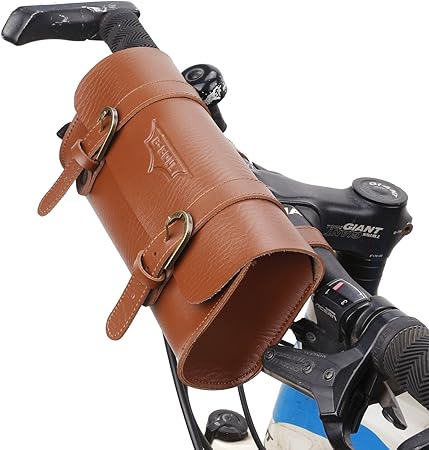 Amazon 自転車サドルバッグ レトロパニエレザー シートフロントハンドルバー ハンドステッチバッグ バイクバッグ ブラウン バックパック バッグ 車 バイク