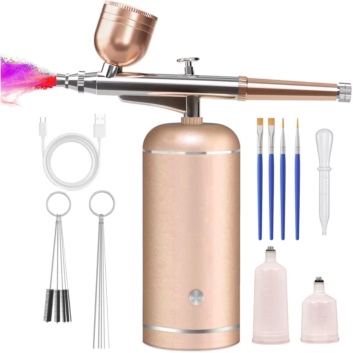 Photo 1 of Airbrush Kit with Compressor - 48PSI High-Pressure, Non-Clogging Air Brush Set Cordless Rechargeable with 0.3mm Nozzle and Cleaning Brush for Nail Art, Makeup, Painting, and Cake Decorating