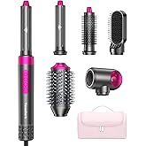 Househerb 6 in 1 High-Speed Hair Dryer Brush, 110,000 RPM Powerful Hot Air Styler with Auto-Wrap Curlers, Straightener & Volumizing Tools, Fast Drying, Frizz-Free Styling with Travel Storage Bag