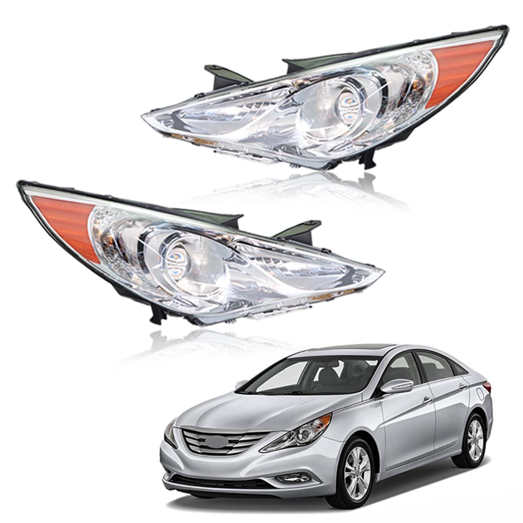 Photo 1 of ***FINAL SALE/NO RETURN, VIEW NOTES*** Silscvtt Headlights Assembly with Amber Corner Replacement for Sonata 2011-2014 Headlamps Driver and Passenger Side
