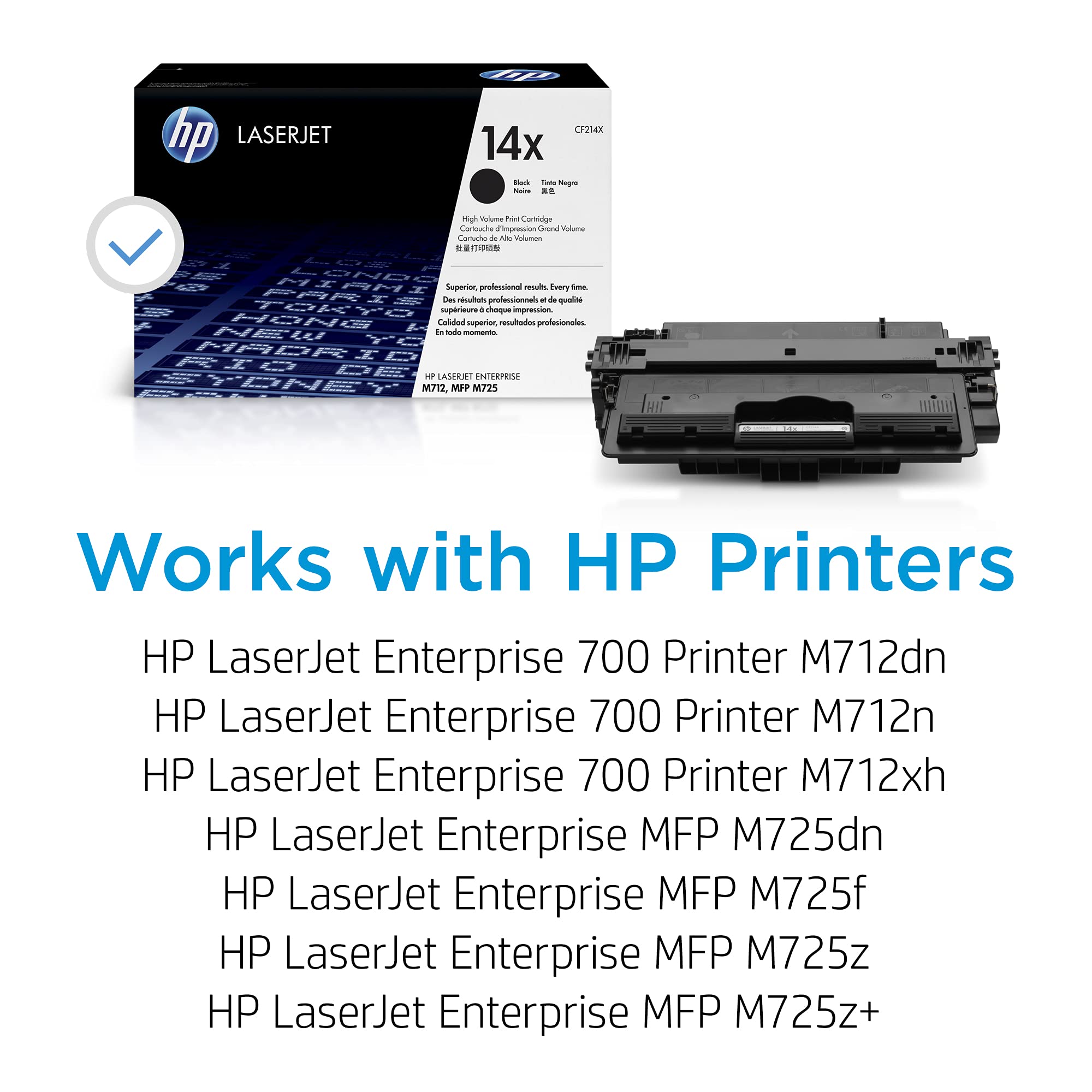 HP 14X Black High-yield Toner Cartridge | Works with HP LaserJet Enterprise M712 Series, HP LaserJet Enterprise MFP M725 Series | CF214X