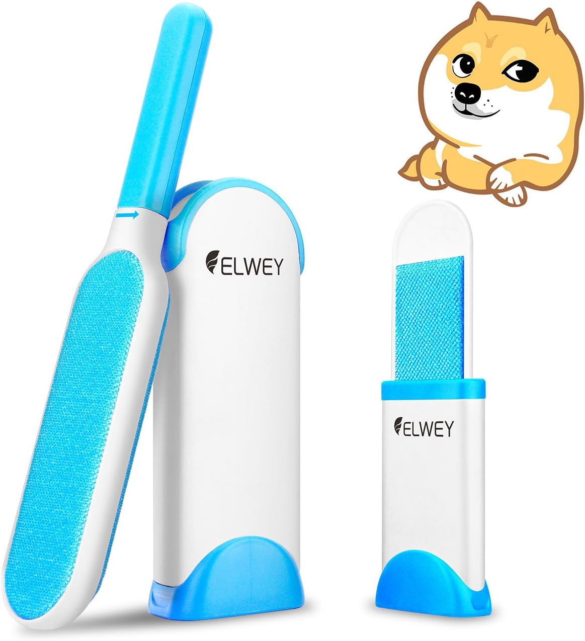 ELWEY Pet Fur & Lint Remover, Easy Cleaning Dog & Cat Hair from Clothes and Furniture with [Self-Clean Base] [Travel Set]