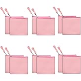 Fassave 12 Pack DIY Craft Cotton Canvas Bag, Multi-Purpose Cosmetic Bag Makeup Pouches with Zipper Travel Toiletry Bag (XS, Pink)