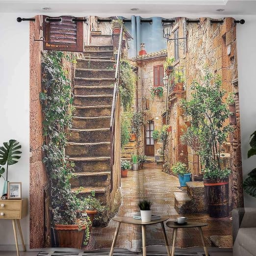 Amazon Com Onefzc Thermal Insulated Blackout Curtains Tuscan