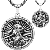 Anwlki St Christopher Necklace Saint Christopher Medal Bless Safety Religious Pendant Gift Patron Saint of Travelers for Men, Women, Family, Parent, Friend