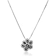 Sterling Silver Black and White Diamond Dog Paw Pendant Necklace (1/10 cttw), 18"