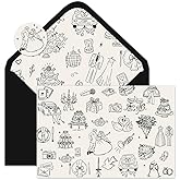 Whaline 24 Pack Wedding Cards Black Bride Groom Flower Greeting Note Cards Invitation Card with Envelope Sticker for Engagement Bridal Shower