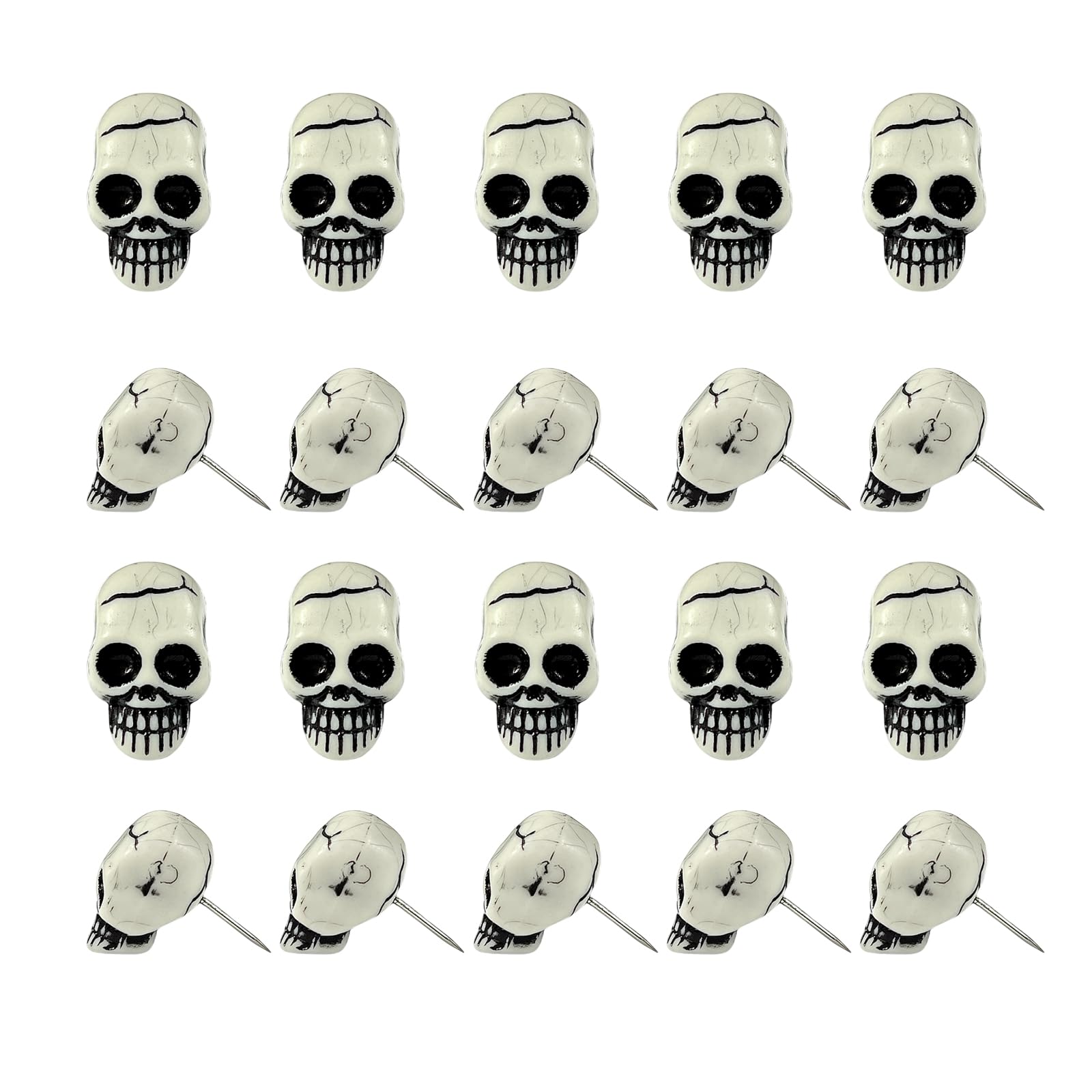 20 Pcs Skull Push Pins — Halloween Thumb Tacks for Cork, Unique Cool Funny Push Pins, Skull Office Supplies, Gothic Desk Accessories, Ykendz Spooky Office Supplies