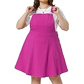 Agnes Orinda Denim Overall Dress for Women Plus Size Adjustable Strap Sleeveless Pinafore Jean Romper Dresses with Pockets