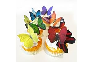 SUGAR ROBOT INC. Sugar Robot Edible Butterflies for Cake Decorating- Large Size Butterfly Decorations - Cake Toppers and Cupcake Toppers - Made in the USA - Premium Crafted (Rainbow)
