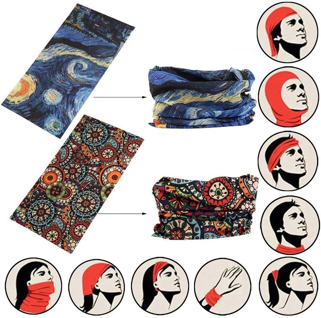 TOTAM Tube Head Bandana Bikers Mask Protection, (Colour May Vary) - 10 Pieces