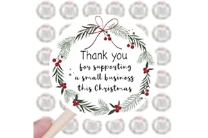 WAILOZCO 240 PCS Thank You for Shopping Wreath Stickers,Cute Small Business Envelopes Stickers for Business Packages/Handmade Goods/Bags,Christmas Theme Small Shop Business Stickers for Envelopes Seals
