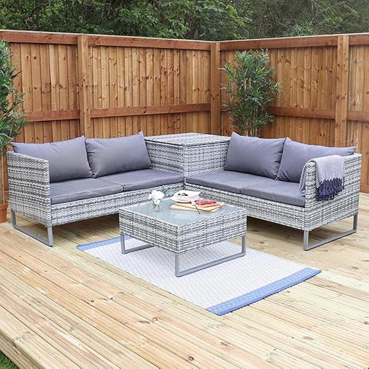 Deals Online Wido Grey Rattan 4 Piece Outdoor Corner Sofa With
