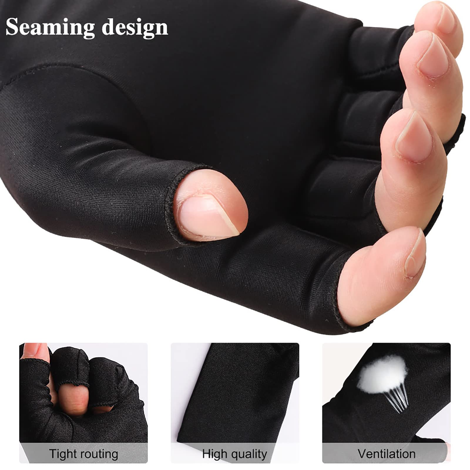 Pimoys UV Gloves for Gel Manicures UPF50+ Fingerless UV Light Protection Gloves for Gel Nails Manicure