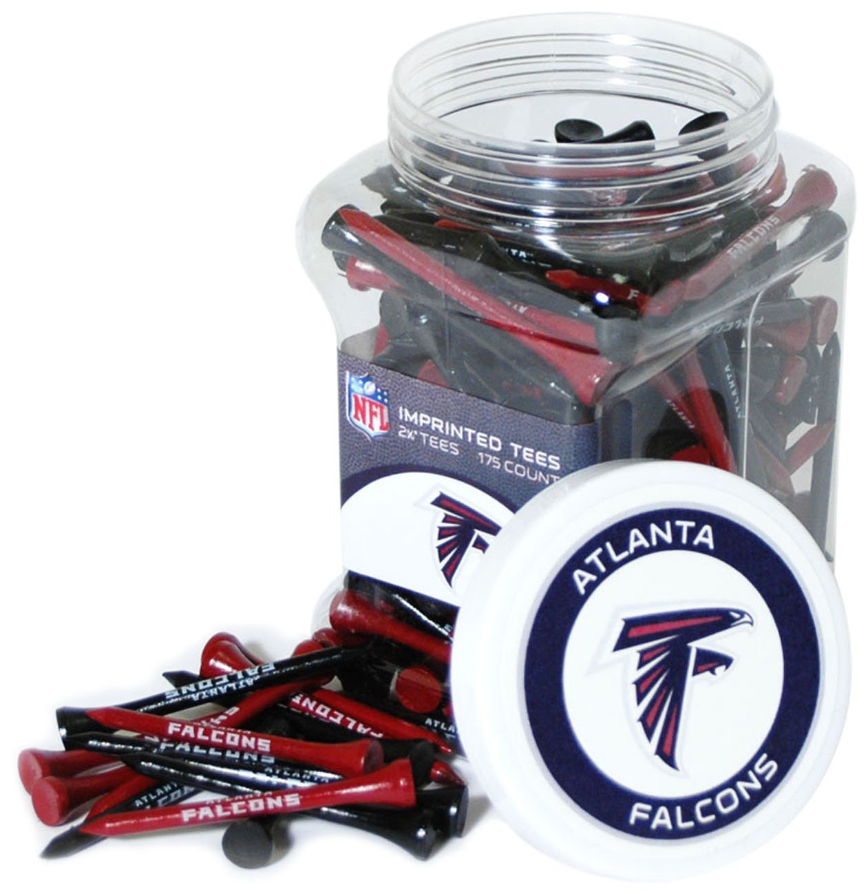Team Golf NFL Atlanta Falcons Jar Of 175 Golf Tees 2-3/4" Golf Tees, 175 Pack, Regulation Size, Multi Team Colors