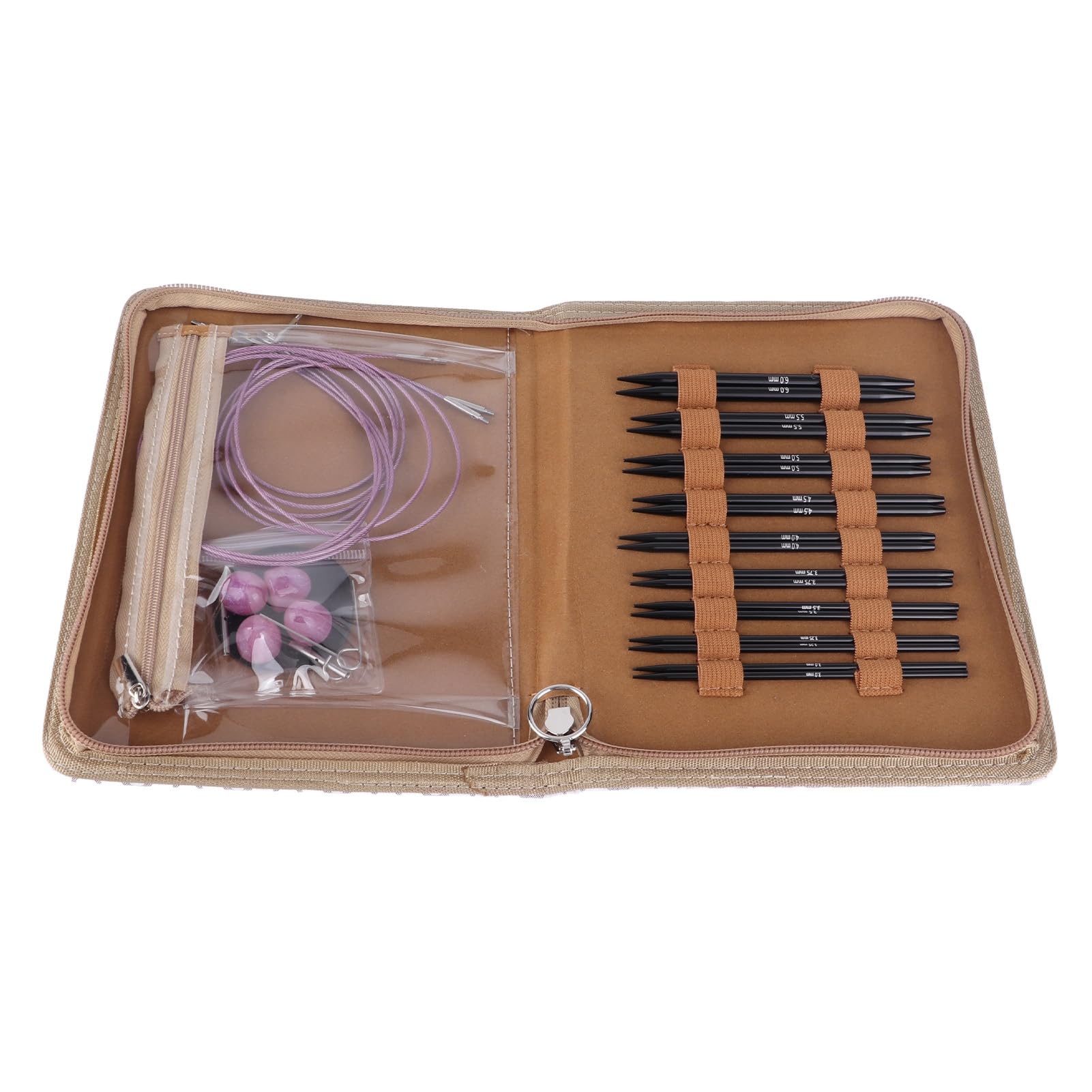 Interchangeable Circular Knitting Needles Set, 3 to 8mm Crochet Needles Set with 18 Circular Needles, Storage Bag, Ergonomic Handle Circular Knitting Needle Set for Crafting